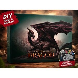 Dragon Painting Kit DIY Craft Set Fantasy Dragon Figure Paint & Brush Gift New